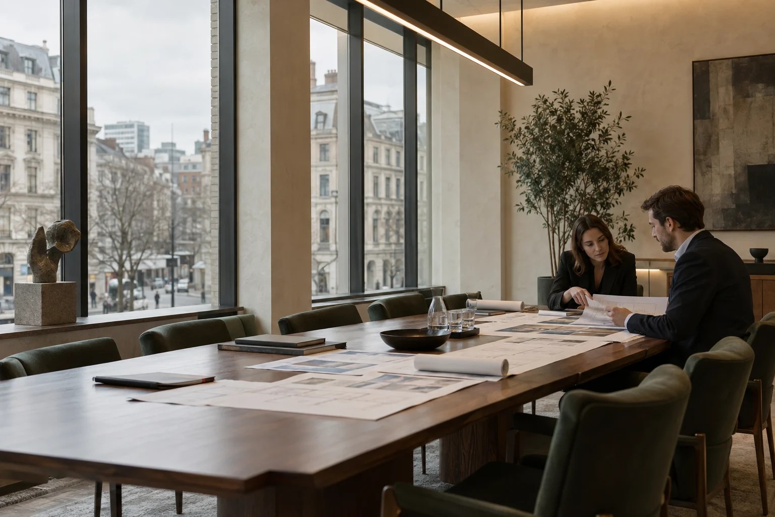 A collaborative workshop in a warm contemporary office